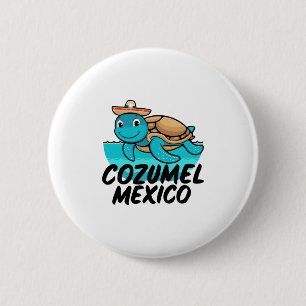 Badge Rond 5 Cm Cozumel Mexique Tortue de mer Coloré Garçons Fille