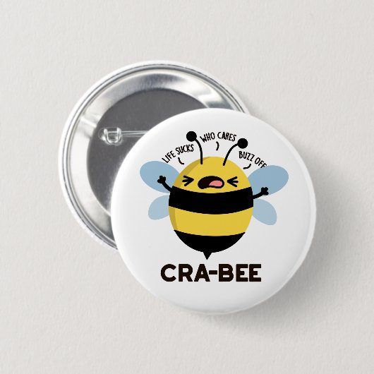 Badge Rond 5 Cm Cra-bee Funny Crabby Bee Pun (Devant & derrière)
