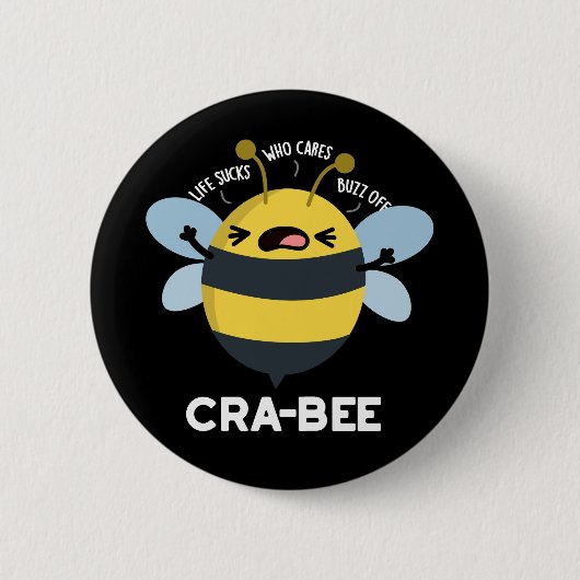 Badge Rond 5 Cm Cra-bee Funny Crabby Bee Pun Dark BG (Devant)