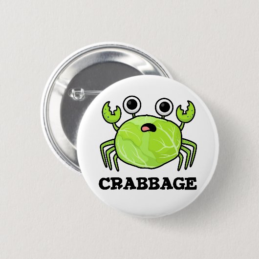 Badge Rond 5 Cm Crabbage Funky Chou Crabe Pun de crabe (Devant & derrière)