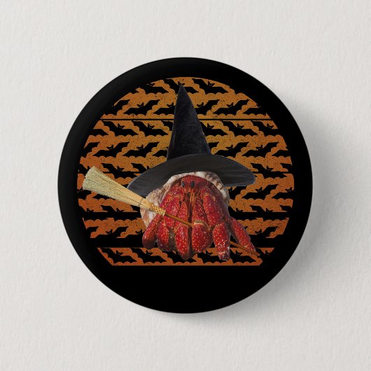 Badge Rond 5 Cm Crabe à sorcières Amusant Halloween Hermite Crabe  (Devant)