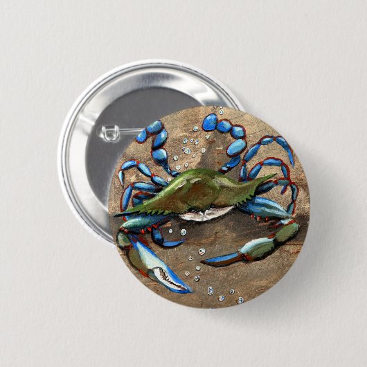 Badge Rond 5 Cm Crabe bleu (Devant & derrière)