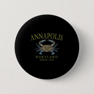 Badge Rond 5 Cm Crabe bleu d'Annapolis Maryland depuis 1649 Oli en
