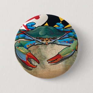 Badge Rond 5 Cm Crabe bleu du Maryland