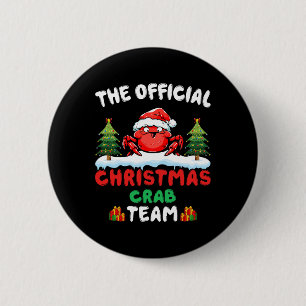Badge Rond 5 Cm Crabe portant un chapeau de Père Noël Vacances de