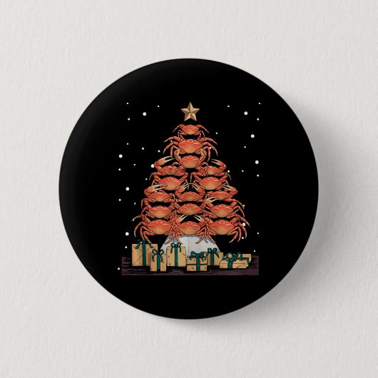 Badge Rond 5 Cm Crabe Xmas Arbre Crabe Arbre de Noël Débardeur2 (Devant)