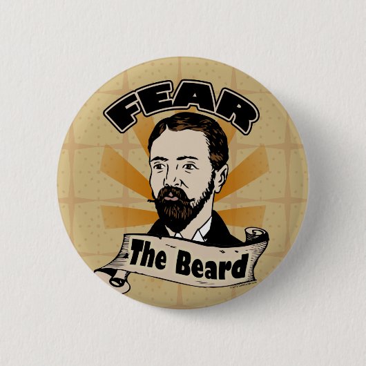Badge Rond 5 Cm Craignez la barbe, la moustache drôle (Devant)