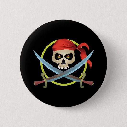 Badge Rond 5 Cm crâne 3D et os croisés (Devant)