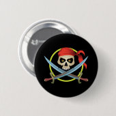 Badge Rond 5 Cm crâne 3D et os croisés (Devant & derrière)
