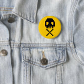 Badge Rond 5 Cm crâne à 8 bits de pixel (En situation)