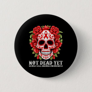 Badge Rond 5 Cm Crâne à fleur graphique de sensibilisation à l'ané