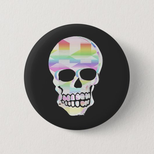 Badge Rond 5 Cm Crâne à rayures de couleur (Devant)