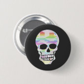 Badge Rond 5 Cm Crâne à rayures de couleur (Devant & derrière)
