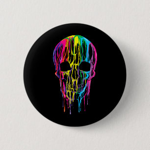 Badge Rond 5 Cm Crâne arc-en-ciel de Halloween garçons coloré fond