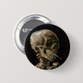 Badge Rond 5 Cm Crâne avec brûler la cigarette Vincent van Gogh Ar (Devant & derrière)
