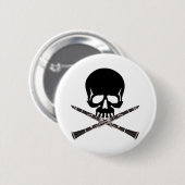 Badge Rond 5 Cm Crâne avec des clarinettes et des os croisés (Devant & derrière)