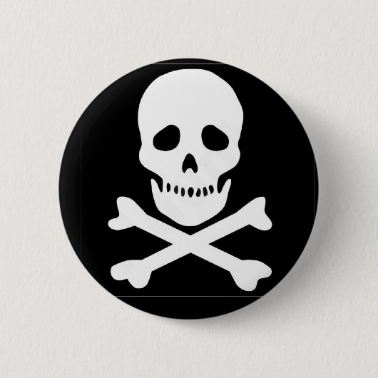 Badge Rond 5 Cm crâne classique et os croisés (Devant)