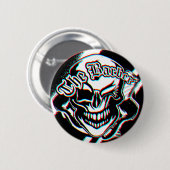 Badge Rond 5 Cm Crâne clignotant fait sur commande de salon de (Devant & derrière)