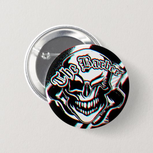 Badge Rond 5 Cm Crâne clignotant fait sur commande de salon de (Devant & derrière)