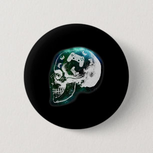Badge Rond 5 Cm Crâne Contrôleur Mental Gaming Gamer Hommes Garçon