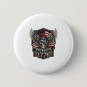 Badge Rond 5 Cm Crâne Cyber Liberté Patriotique Cyberpunk Futur Fr