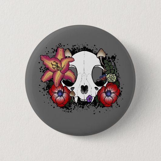 Badge Rond 5 Cm Crâne de chat Doom et Bloom (Devant)