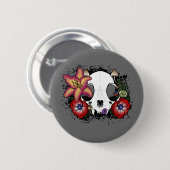 Badge Rond 5 Cm Crâne de chat Doom et Bloom (Devant & derrière)