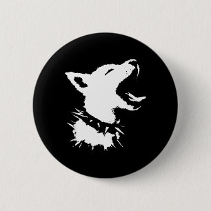 Badge Rond 5 Cm Crâne de Chien Punk Y2k Mignon Effrayant Chiots Go