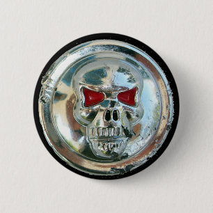 BADGE ROND 5 CM CRÂNE DE CHROME