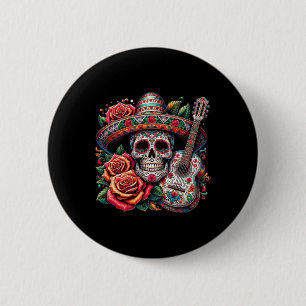 Badge Rond 5 Cm Crâne de Cinco De Mayo Sombrero Fiesta Crâne Mexic