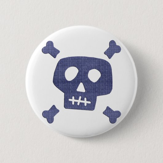 Badge Rond 5 Cm Crâne de denim (Devant)