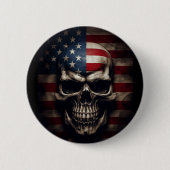 Badge Rond 5 Cm Crâne de drapeau américain (Devant)