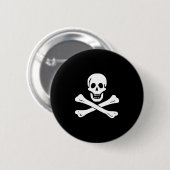 Badge Rond 5 Cm Crâne de drapeau de pirate et jolly roger d'os (Devant & derrière)