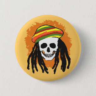 Badge Rond 5 Cm Crâne de Dreadlock