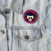 Badge Rond 5 Cm Crâne de fille de rockabilly (En situation)