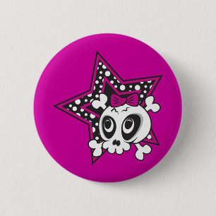 Badge Rond 5 Cm Crâne de Girlie Emo