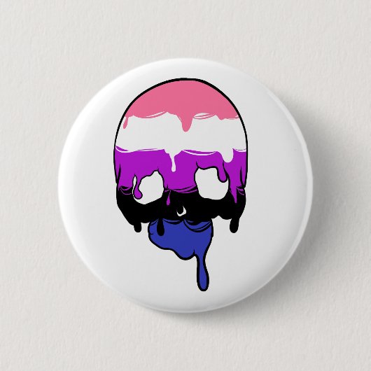 Badge Rond 5 Cm Crâne de goutte de genderfluide (Devant)
