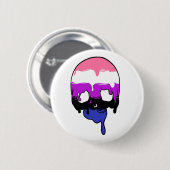 Badge Rond 5 Cm Crâne de goutte de genderfluide (Devant & derrière)