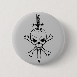Badge Rond 5 Cm Crâne de jolly roger avec le bouton de Pinback de