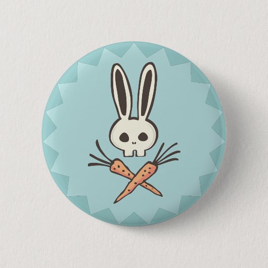 Badge Rond 5 Cm Crâne de lapin de bande dessinée et bouton d'os (Devant)