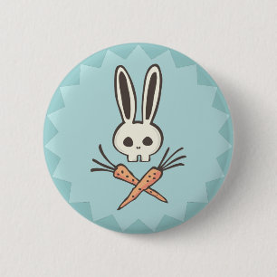 Badge Rond 5 Cm Crâne de lapin de bande dessinée et bouton d'os