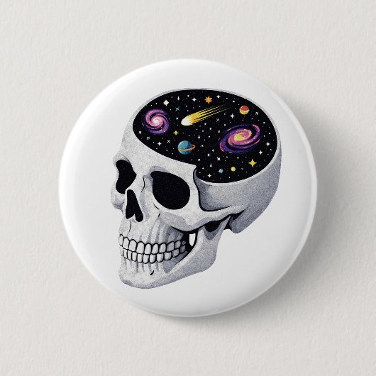 Badge Rond 5 Cm Crâne de l'espace (Devant)