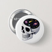 Badge Rond 5 Cm Crâne de l'espace (Devant & derrière)