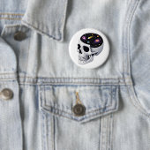 Badge Rond 5 Cm Crâne de l'espace (En situation)