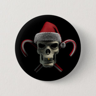 Badge Rond 5 Cm Crâne de Noël