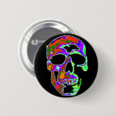 Badge Rond 5 Cm Crâne de Psychedellic (Devant & derrière)