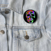 Badge Rond 5 Cm Crâne de Psychedellic (En situation)