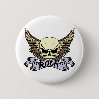 Badge Rond 5 Cm Crâne de roche avec des ailes
