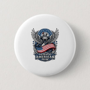 Badge Rond 5 Cm Crâne de serpent patriotique Liberté Bête Hybride