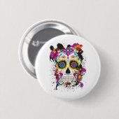 Badge Rond 5 Cm Crâne de sucre dia de los muertos (Devant & derrière)